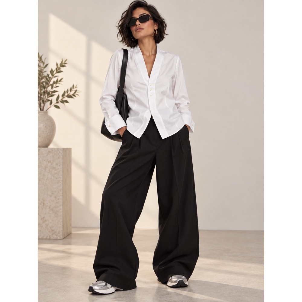 Marc-Antoine Barrois Paris White Cotton V-Neck Shawl Collar Shirt